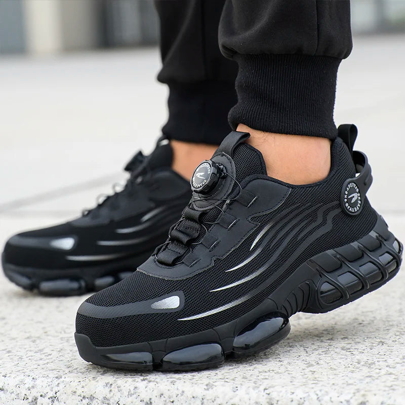 LOR MALE Steel Toe Shoes for Men Indestructible Work Boots Lightweight Safety Shoes Walking Anti-smash Anti-puncture Protective Sneakers