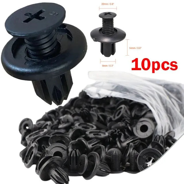 LOR MALE 1/5/10/30/50/100pcs 8mm Plastic Rivets Fasteners Screw Car Bumper Fender Black Rivet Car Fastener Clips for Toyota Focus Kia Nis