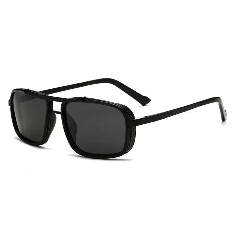 LOR MALE Polarized Punk Sunglasses Men Vintage Steampunk Square Sun Glasses Male Drivin