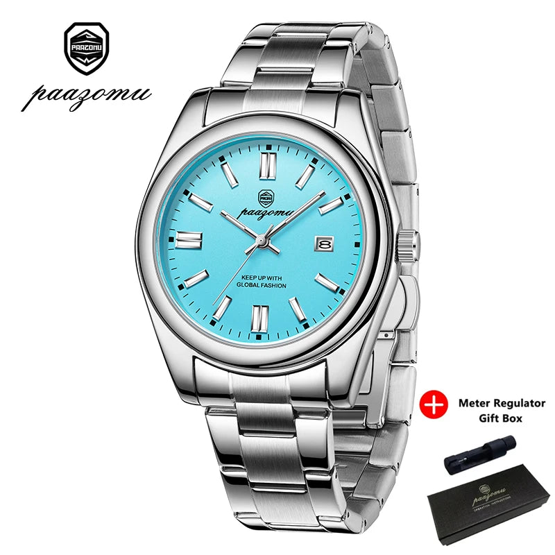 LOR MALE PAAZOMU High Quality Man Watch Luminous Waterproof Stainless Steel Men Clock Date Chronograph Quartz Luxury Men's Watches Reloj