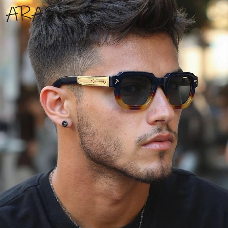 LOR MALE Polarized Square Sunglasses Men 2026 Luxury Brand Vintage Rectangle Sun Glasses Classic Driving Eyewear For Male UV400 Shades