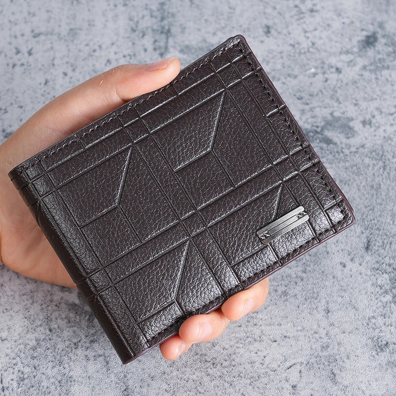 LOR MALE wallets short wallet youth checkered horizontal soft wallet large capacity mul