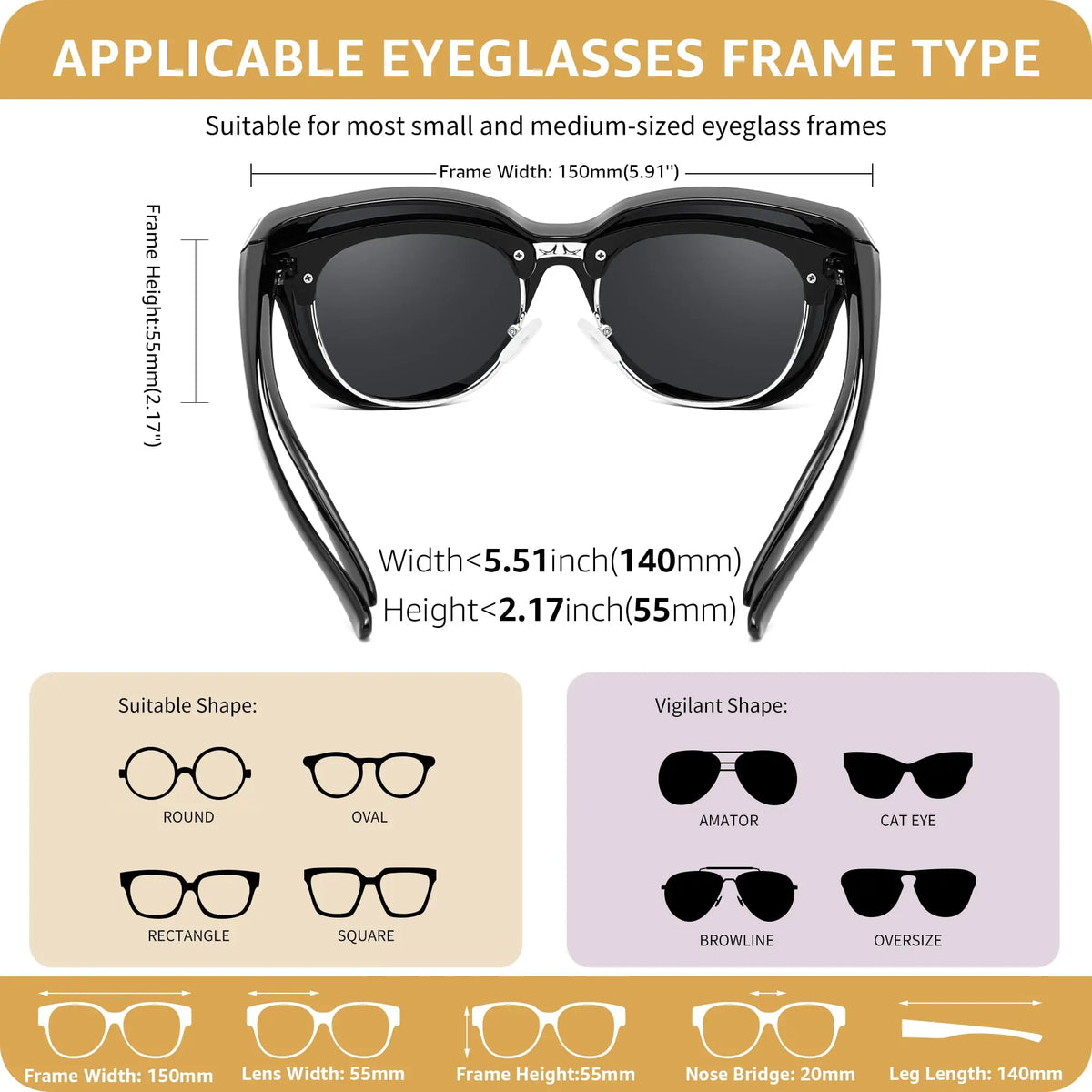 LOR MALE Polarized Fit Over Sunglasses for Men Women, UV400 Protection Wrap Around Lens, Large Oversized Fit Over Glasses for Driving