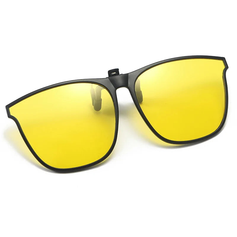 LOR MALE Polarized Clip On Sunglasses Men Women Car Driver Goggles Night Vision Eyewear Anti Glare Vintage Square Sun Glasses