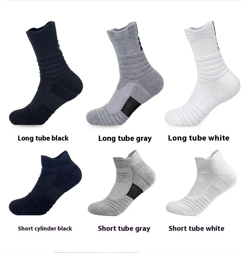 LOR MALE Men's Mid Tube Sports Socks, Badminton Running, Outdoor Socks, Woolen Socks, Sweat Absorbing and Anti Slip Basketball Socks