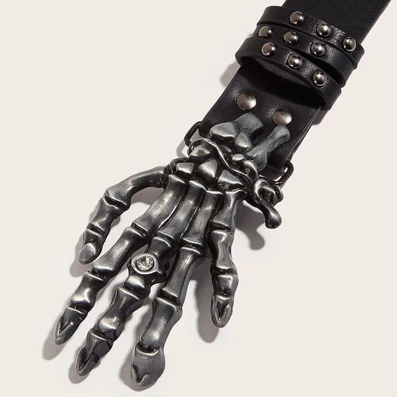 LOR MALE Desinger Belts For Women High Quality Luxury Brand Punk Goth Rivet Black Jeans Unisex Men Belt Paw Skull Buckle Waistband Man