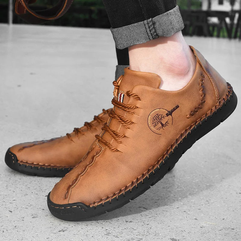LOR MALE Handmade Genuine Leather Casual Men's Shoes Comfortable Soft Sneakers High Quality Man Loafers Fashion Walking Shoes Plus Size