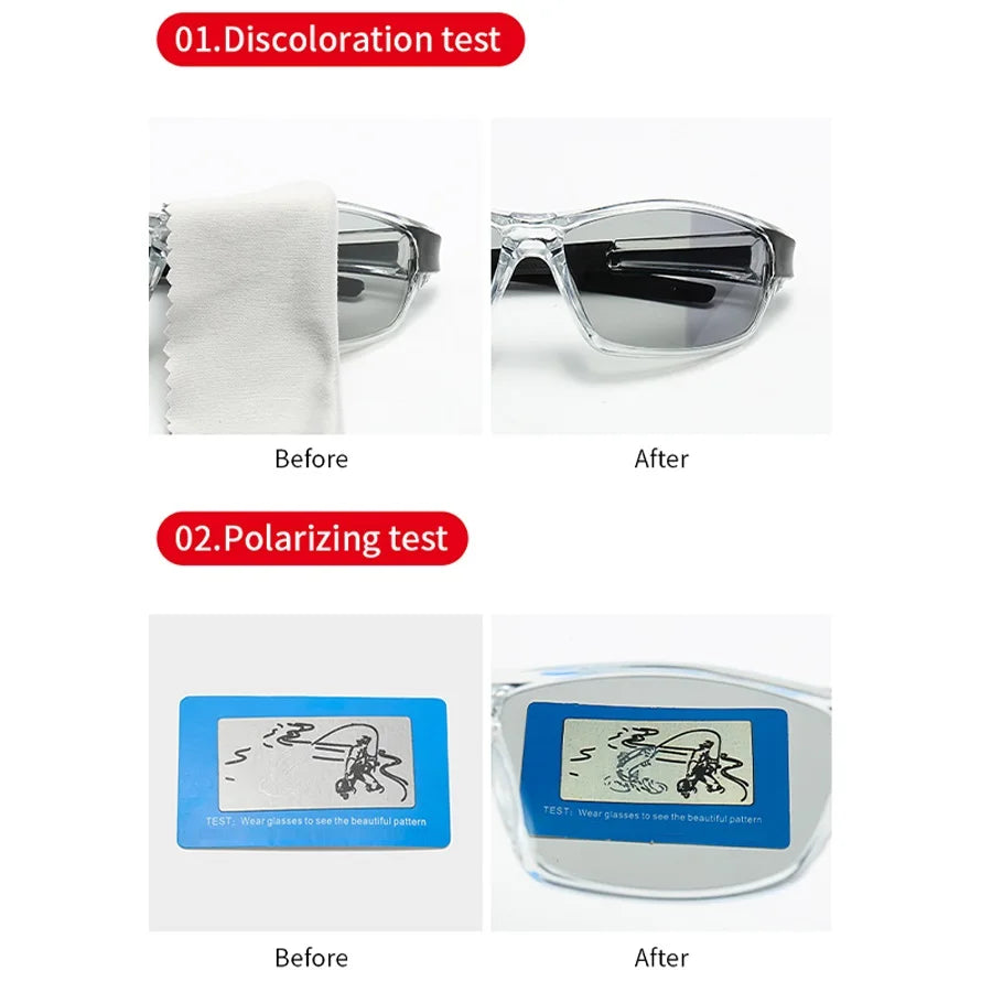 LOR MALE Photochromic Polarized Sports Vintage Sunglasses Men Women Fishing Cycling Dri Ring