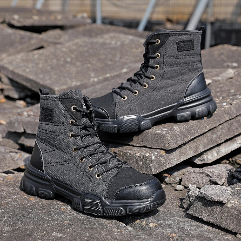 LOR MALE Safety Protective Boots Work Safety Shoes Men Safety Boots Anti-puncture Work Shoes New Steel Toe Shoe Indestructible Shoes