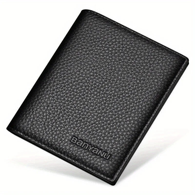 LOR MALE Vertical Short Wallets Genuine Leather Rfid Blocking Wallet Men Coin Pocket