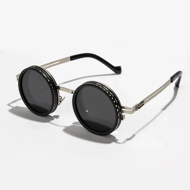 LOR MALE Polarized Round Sunglasses ND9 Adjustable Dimming Sun Glasses Men Women Retro 2