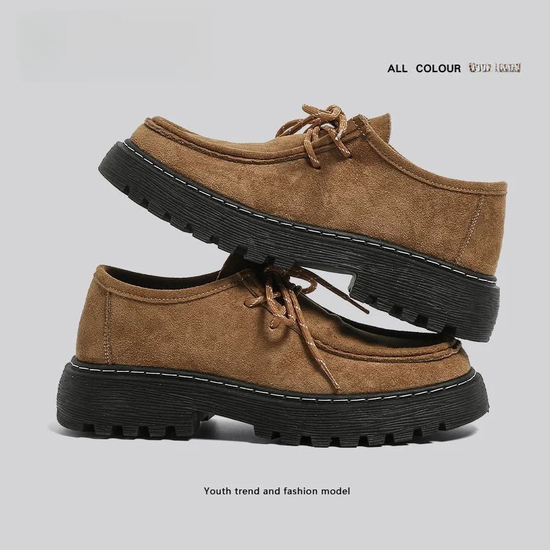 LOR MALE Men's Low-Top  Work Boots British Style round Toe Leather Shoes Comfortable Spring Autumn Seasonal Fashion Workwear
