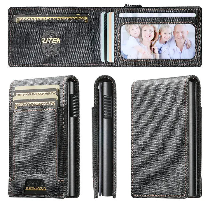 LOR MALE Luxury High Quality Leather PU Capa For Men Wallet Cards Slot Case Card Box Pressing The Button Automatically Ejects The Card