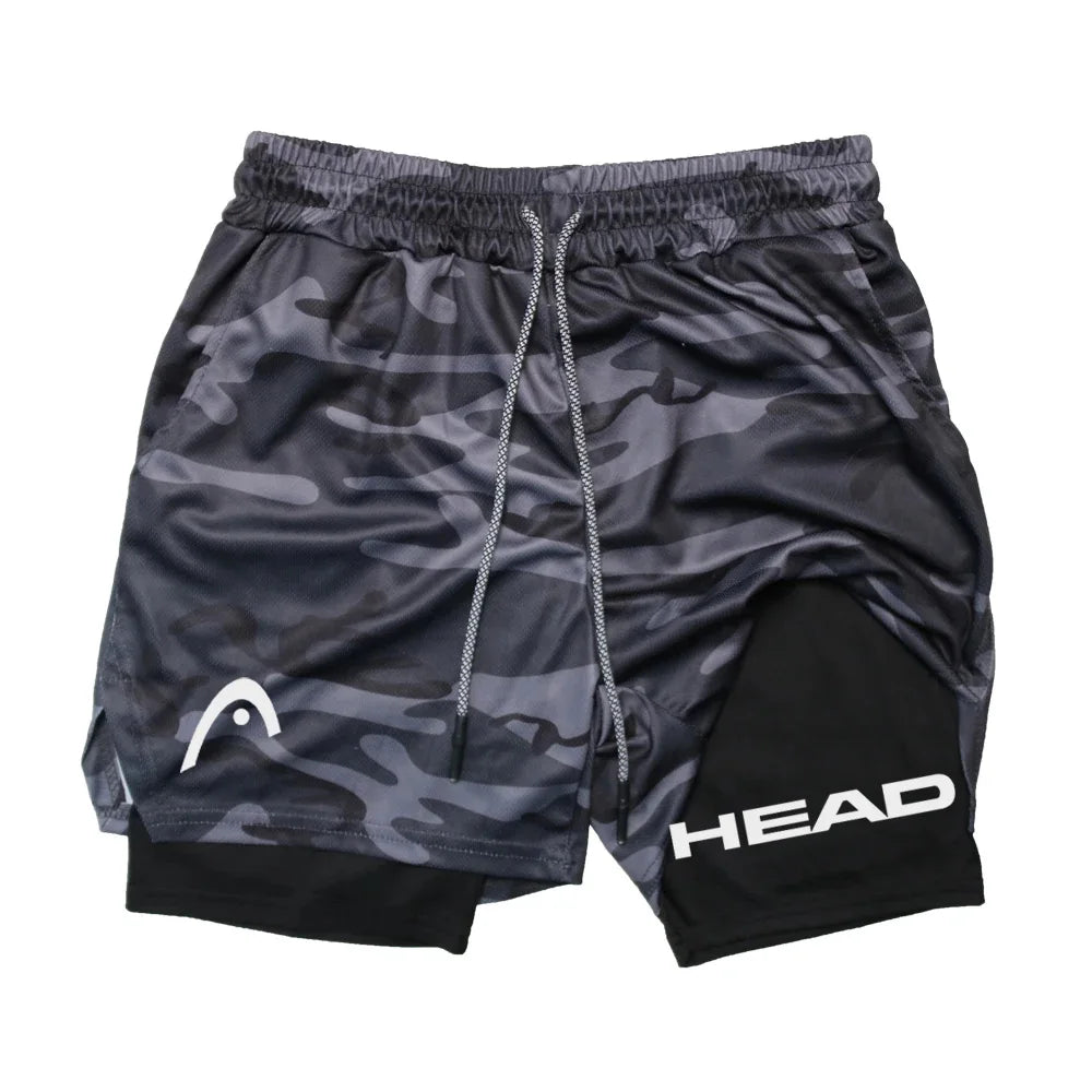 LOR MALE Anime Berserk Head Running Shorts Men Fitness Gym Training 2 in 1 Sports Quick Dry Workout Jogging Double Deck Summer
