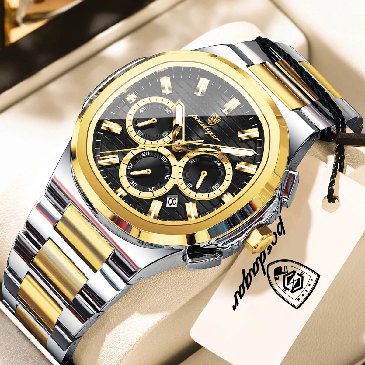 LOR MALE POEDAGAR Top High Quality Man Watch Luminous Waterproof Stainless Steel Men Clock Date Chronograph Quartz Business Men's Watches