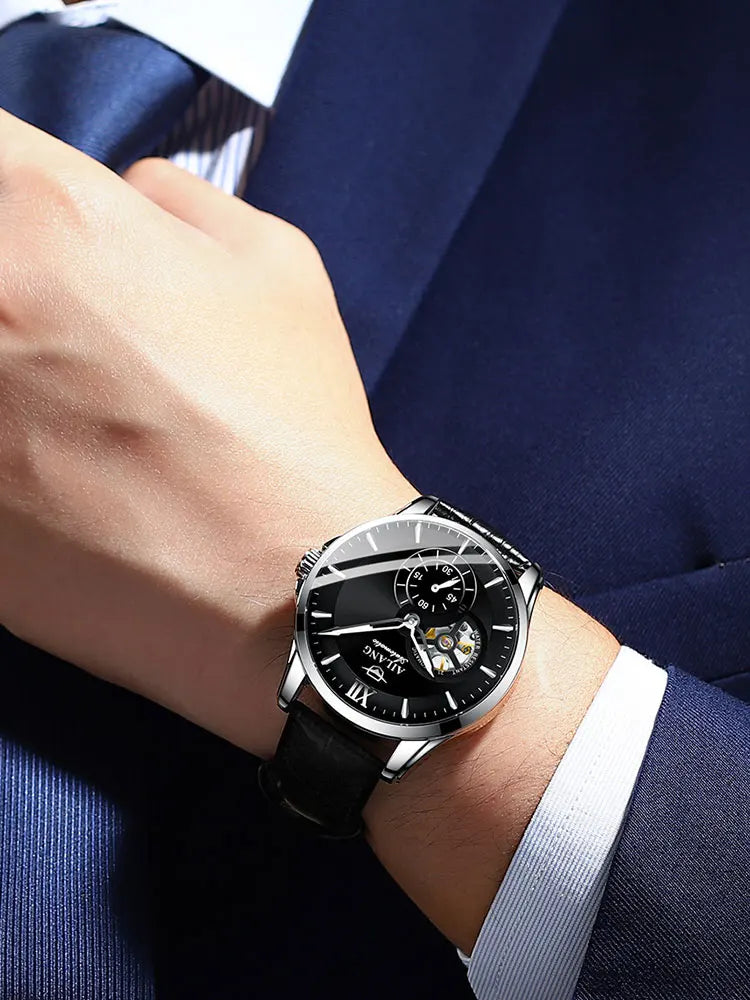 LOR MALE Watches Tourbillon Skeleton Luminous Luxury Mechanical Self Winding Wrist Watc