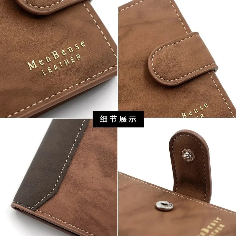 LOR MALE Men's Wallet with Hasp Business Card Holder Case Male Short Purse PU Leather Money Bag for Men Credit Card Wallets