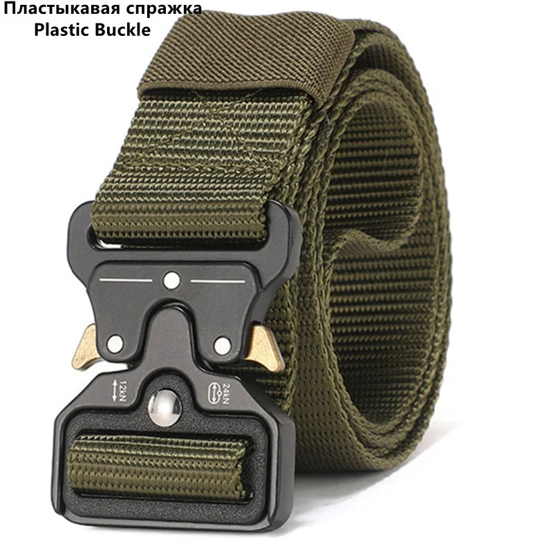 LOR MALE Men's Belt Outdoor Hunting Tactics Belt Multi functional Buckle Nylon Belt High Quality Marine Corps Canvas Belt