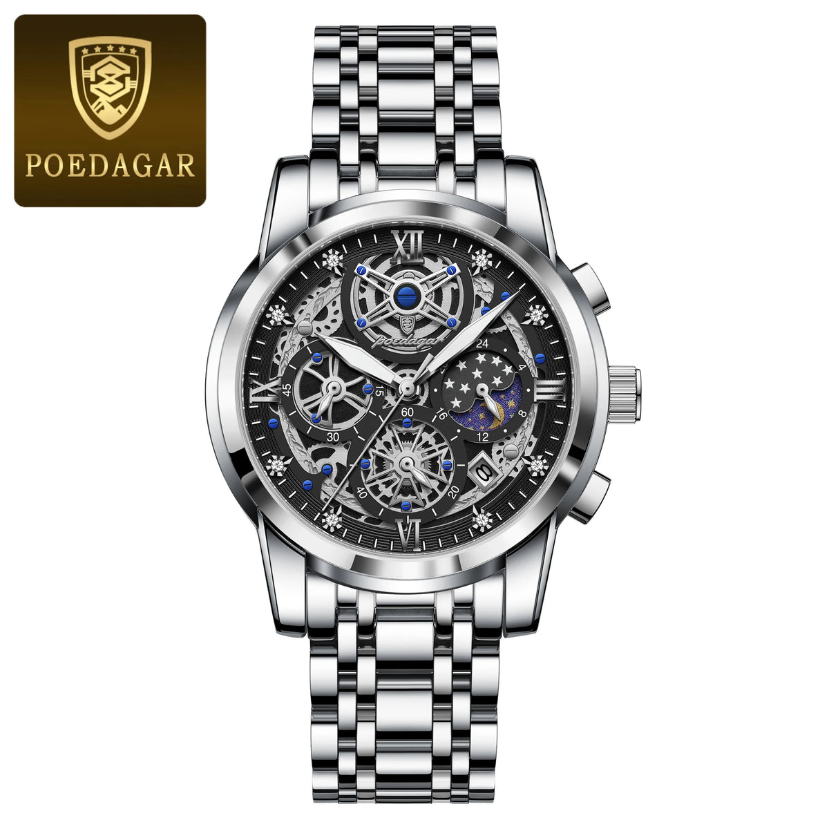 LOR MALE POEDAGAR Luxury High Quality Man Watch Waterproof Luminous Chronograph Date Men Watch Stainless Steel Quartz Men's Watches Reloj