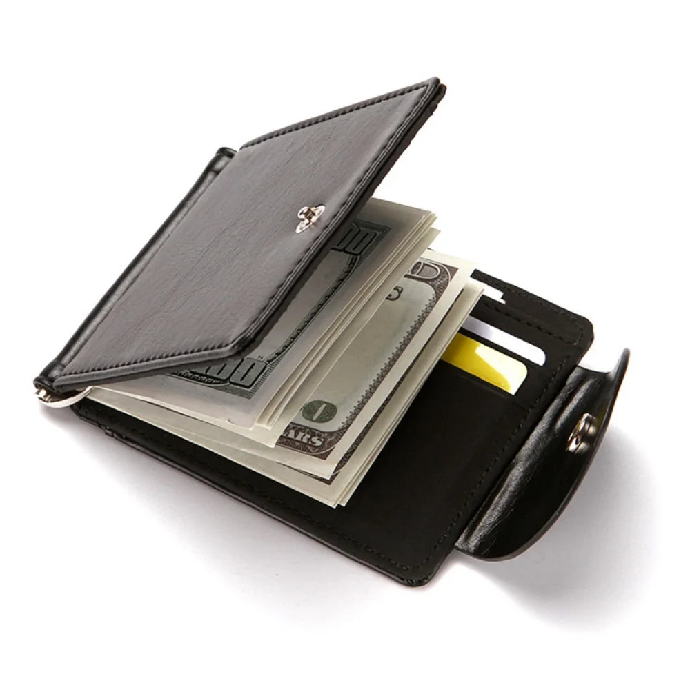 LOR MALE 1 Men's Fashionable Wallet, Creative Card Holder, Men's Work Id Flip Cover with Clasp, Dollar Bill Clip