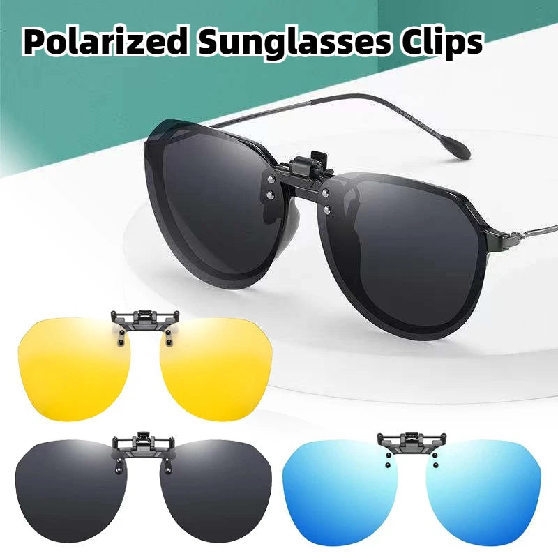 LOR MALE Polarized Sunglasses Clips for Men Classic Anti-UV Driving Sun Glasses Clips for Day and Night Use Outdoor Fishing Lenses