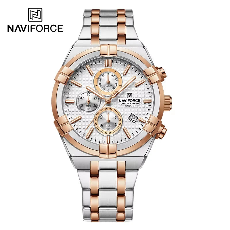 LOR MALE NAVIFORCE Business Men's Quartz Chronograph Elegant Wild Waterproof Date Display Male Wristwatch High Quality Man Watches NF8042