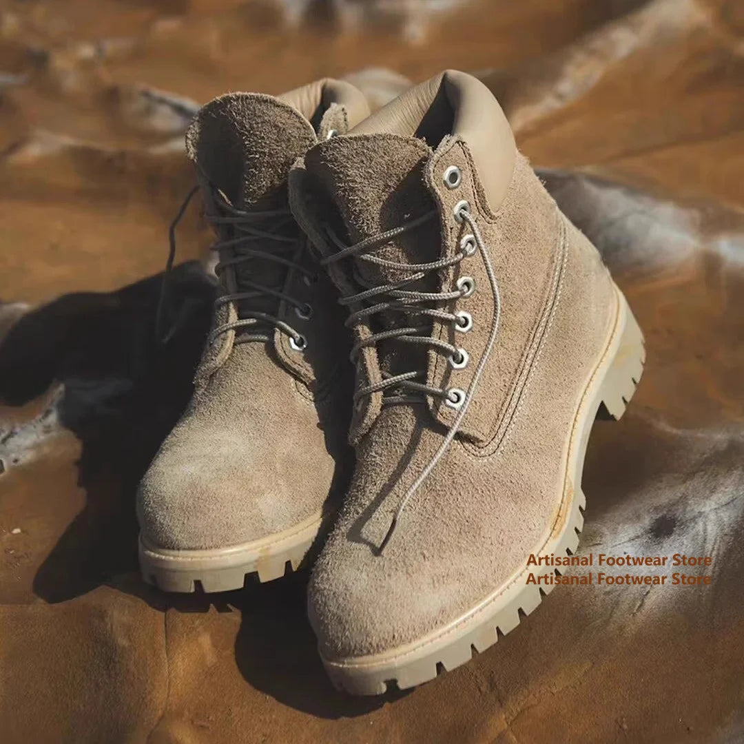 LOR MALE High-Top Big Toe Motorcycle Boots Men's Boots Lace-Up Trendy Outdoor Hiking Boots Designer Handmade Height Increased Men Boots