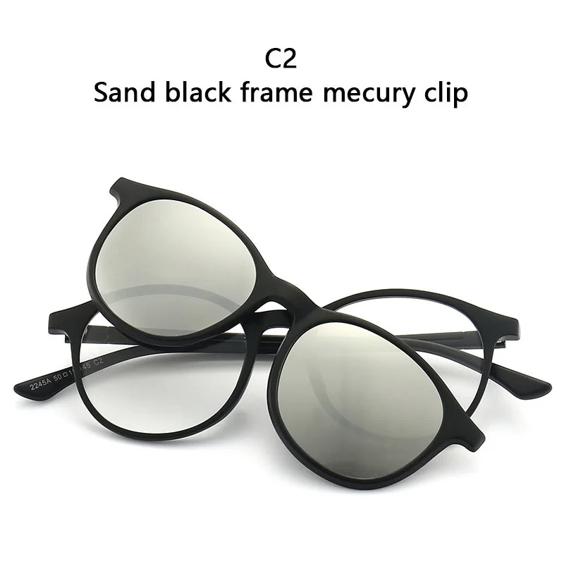 LOR MALE Polarized Sunglasses Men Women 2 In 1 Magnetic Clip On Glasses TR90 Optical Prescription Eyewear Frames Eyeglasses