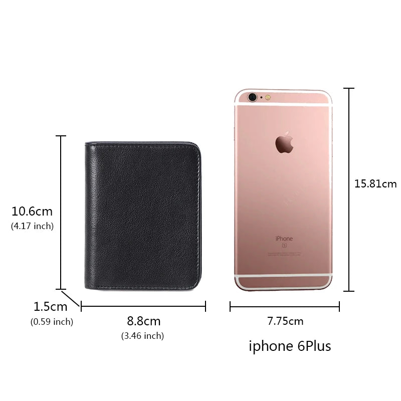 LOR MALE Slim Wallet Men Genuine Leather Thin Pocket Wallet for Men Short Purse Unisex Women  Mini Wallets Card Holder Small Coin Purse