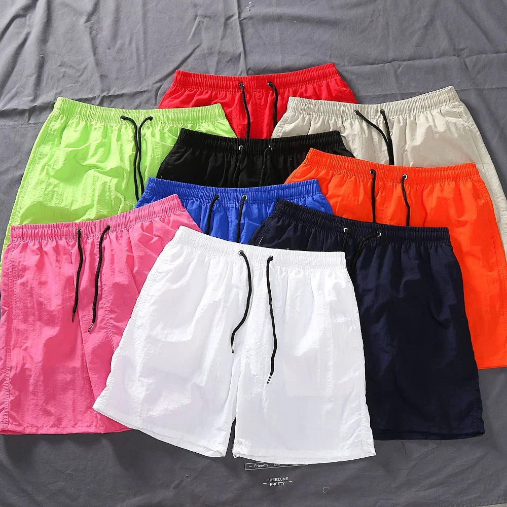 LOR MALE Men's Shorts 2024 Summer Thin New Hot Solid Casual Beach Short Pant Male Running Gym Fitness Breathable Sports Five Point Pants