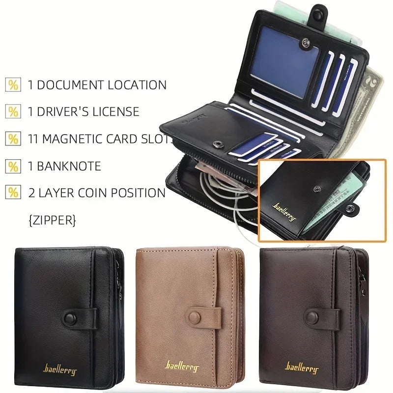 LOR MALE Custom Engrave Name High Quality Man Short Wallets Personalized Name Zipper Coin Pocket Wallet Christmas Father's Day Gift