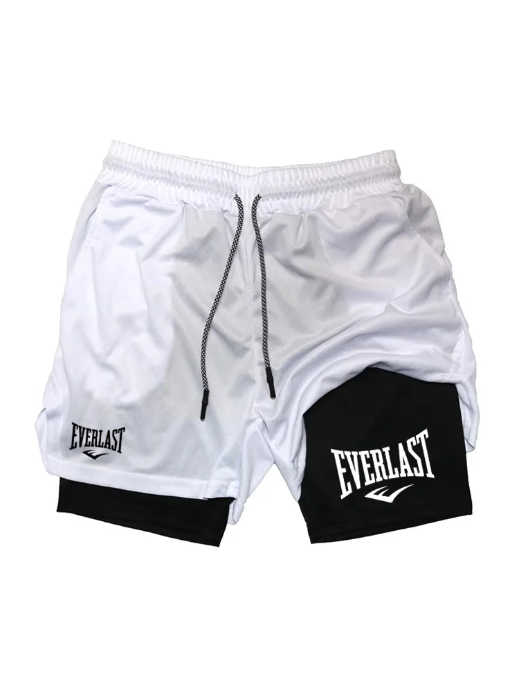 LOR MALE Men Running Shorts 2 In 1 Double-deck Sport Shorts Sportswear Gym