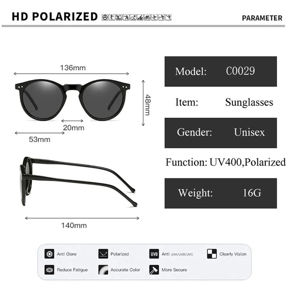 LOR MALE Polarized Sunglasses for Men & Women - Designer Retro Round Vintage Style, UV400 Protection Sun Glasses Goggles (Gafas De Sol)