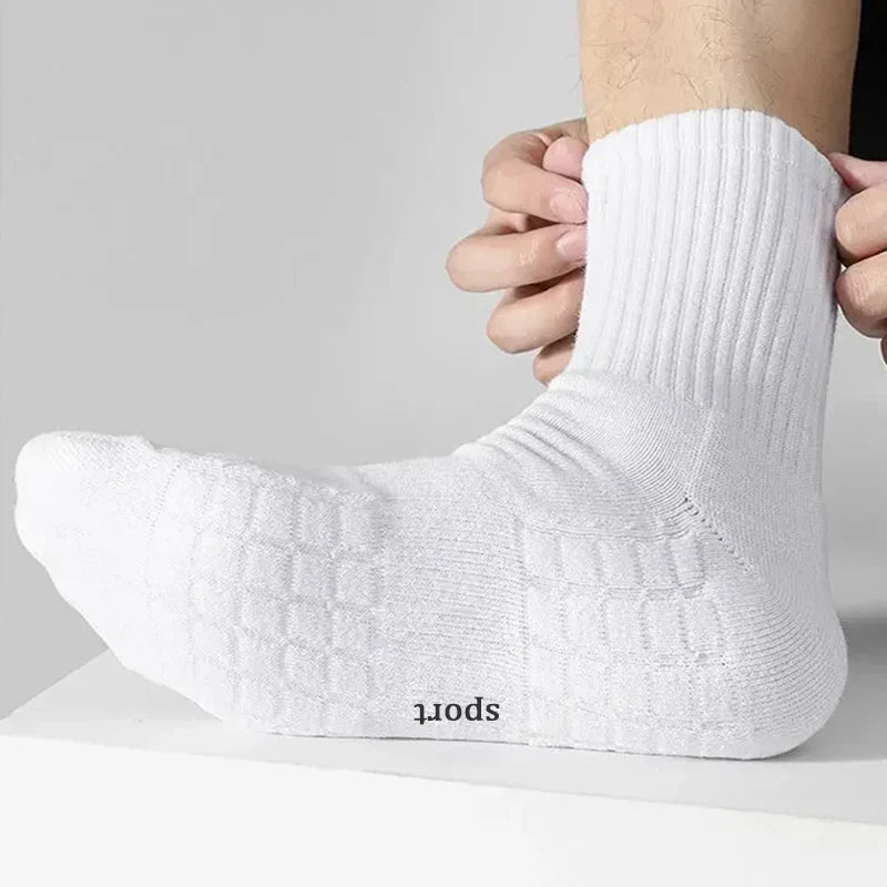 LOR MALE Men's Thick Bottom Sweat Absorbing and Breathable Sports Socks with Bottom Cushion for Running Professional Sports Men's Socks
