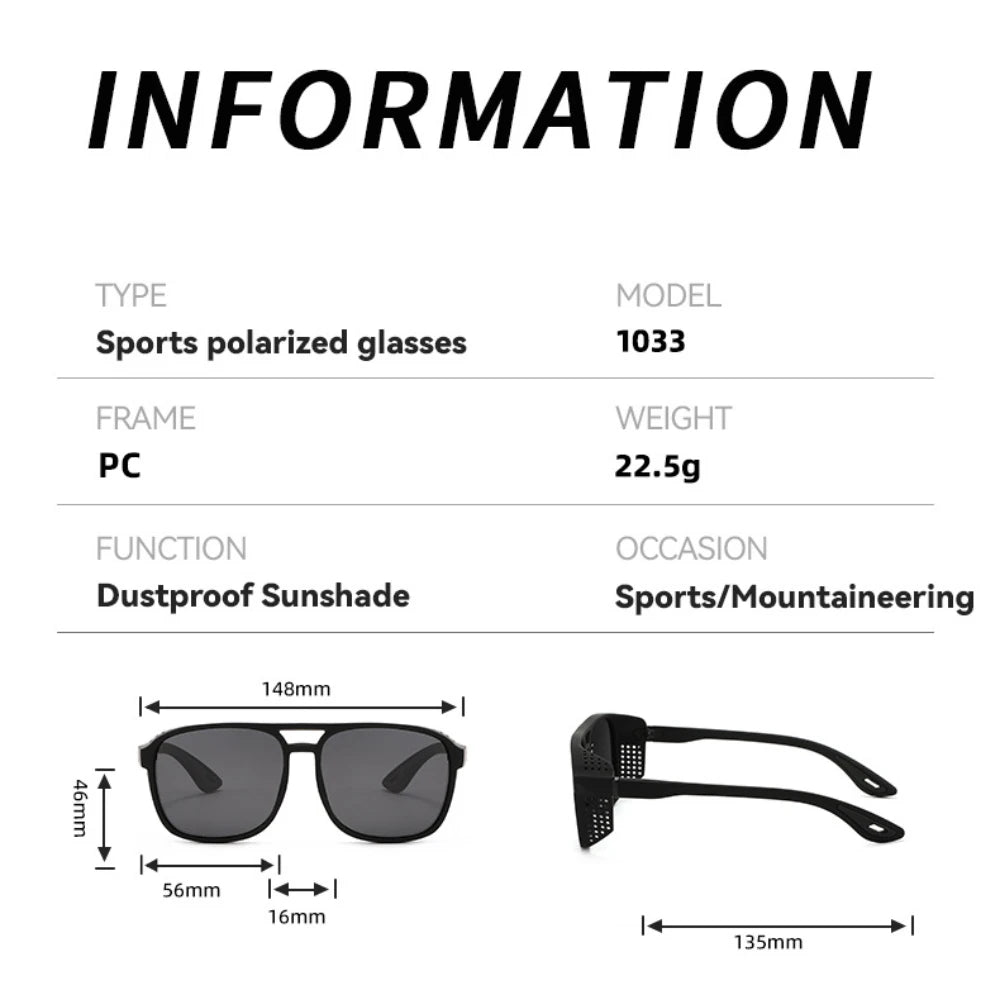 LOR MALE Polarized Driving Sunglasses Men Vintage Steampunk Goggles Windproof Side Shield Fishing Shades UV400 Outdoor Sports Eyewear
