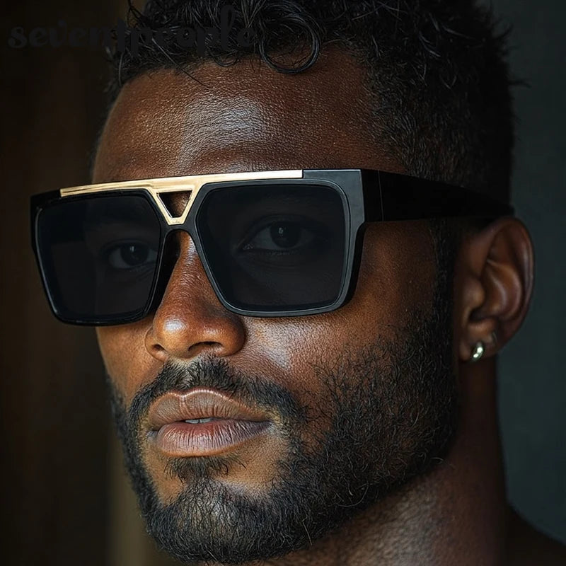 LOR MALE Polarized Classic Square Punk Sunglasses Men 2026 Luxury Brand Vintage Steampunk Driving Sunglass For Male Trendy Outdoor Shade