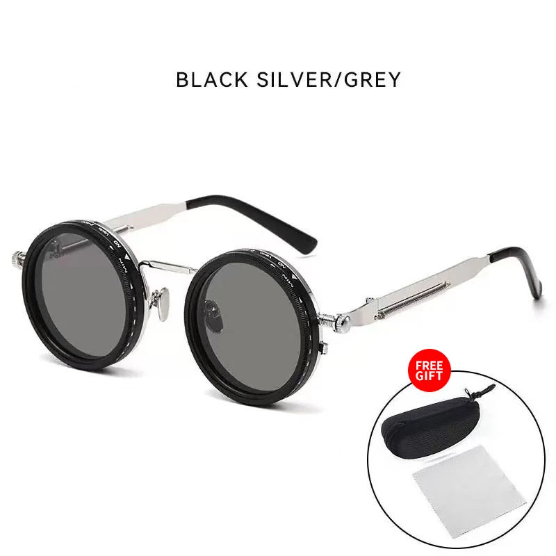 LOR MALE Polarized Round Sunglasses ND9 Adjustable Dimming Sun Glasses Steampunk Men Women Retro Punk Fishing Eyewear Outdoor With Case