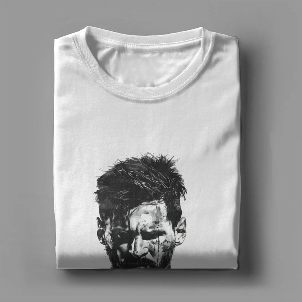 LOR MALE Men T-Shirts Football Messis Leisure Cotton Tee Shirt Short Sleeve  T Shirts Round Neck Clothing Unique