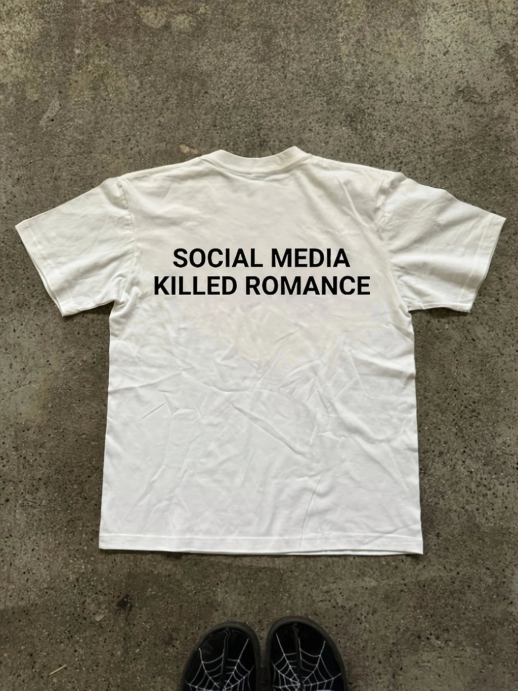 LOR MALE SOCIAL MEDIA KILLED ROMANCE Letter Trendy and Style Men's Vintage Print T Shirt Streetwear Summer Oversize Tee Women Loose Shirt