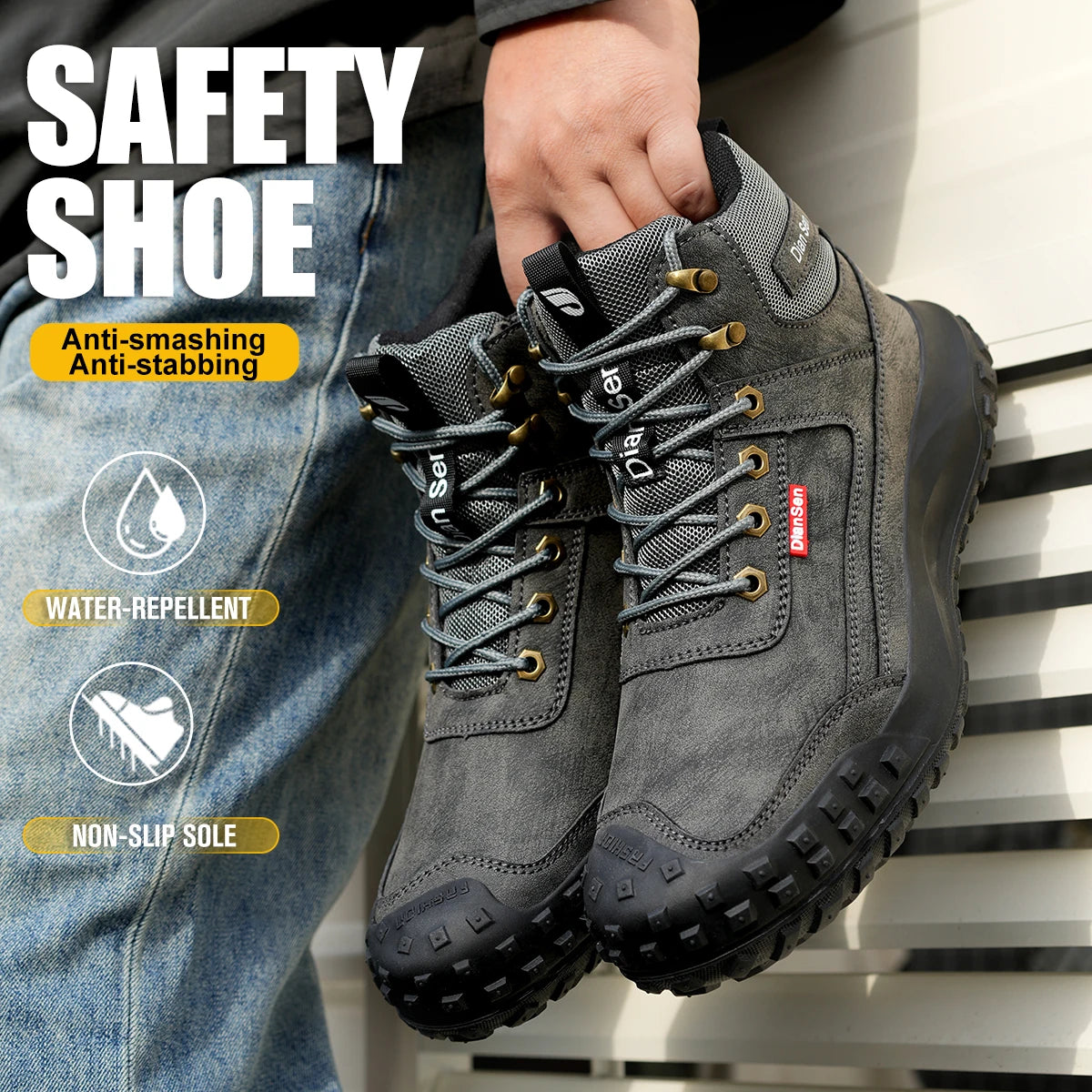 LOR MALE Men's Safety Work Boots Steel Toe Anti-smash Safety Shoes Wear-resisting Anti-Puncture Sole Fashionable Boots Forging Workshop