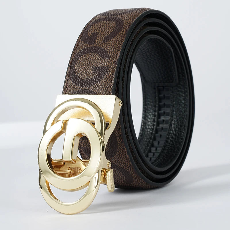 LOR MALE High Quality 3.4cm Leather Men Belt Designer Metal Buckle Business Strap Male Jeans Fashion Accessory