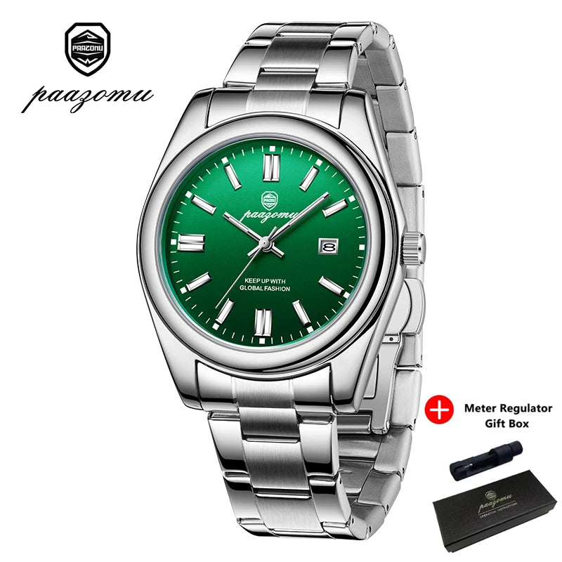LOR MALE PAAZOMU High Quality Man Watch Luminous Waterproof Stainless Steel Men Clock Date Chronograph Quartz Luxury Men's Watches Reloj