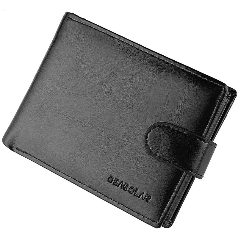 LOR MALE Men's Wallet Rfid Vintage Oil Wax Leather Threefold Wallets for Men Credit Card Holder Purse Money Bag Wallet Man