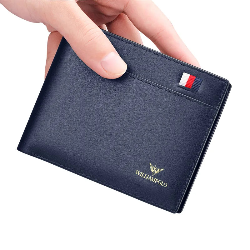 LOR MALE WILLIAMPOLO Men Leather Wallets Small Money Purses Design Dollar Price Top Men Thin Wallet Business Short Wallet For Men