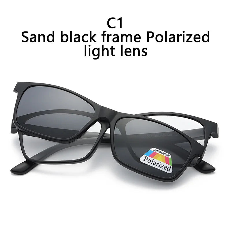 LOR MALE Polarized Sunglasses Men Women 2 In 1 Magnetic Clip On Glasses TR90 Optical Prescription Eyewear Frames Eyeglasses