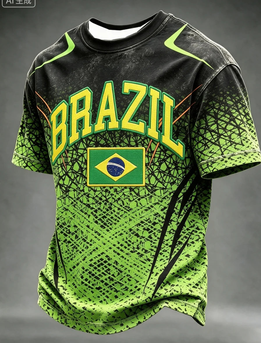 2026 New Brazilian Flag Themed Football Jersey, Fan Friendly Sports Training, Quick Drying T-shirt for Men Family Kids Tees