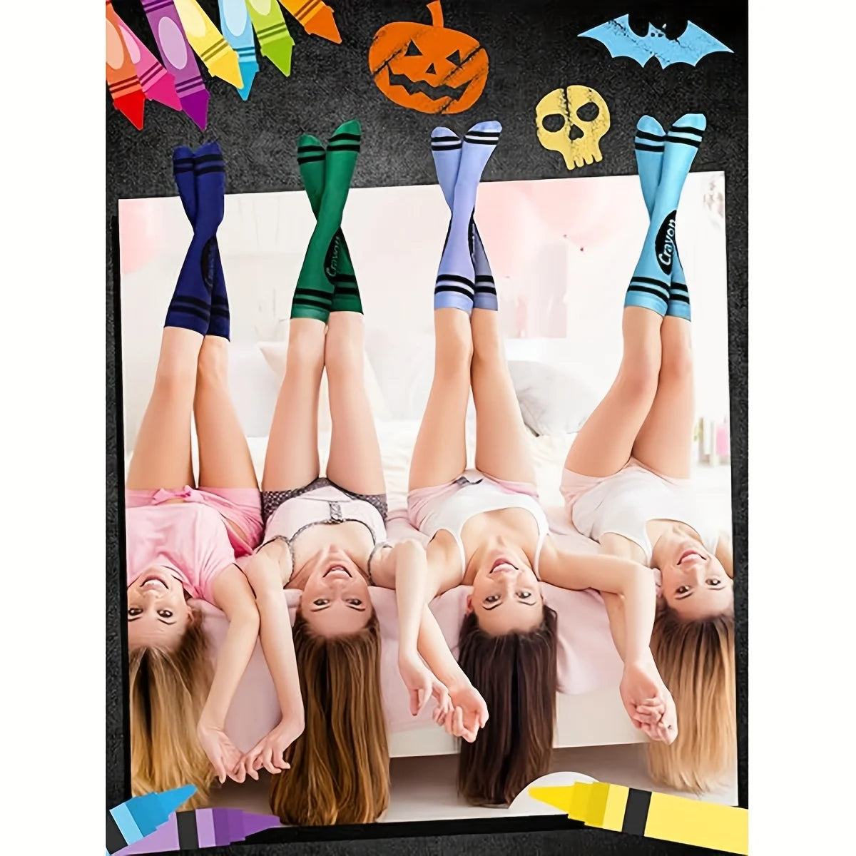LOR MALE 1 Pair of Socks with Random Colors, Football Socks, Sports Socks, Basketball Socks, Pure Cotton, Sweat-Absorbent, Breathable, Odor-Free, Crayon Socks, Colorful Striped Over-The-Knee Socks, Fashionable and Novel, Soft and Snug