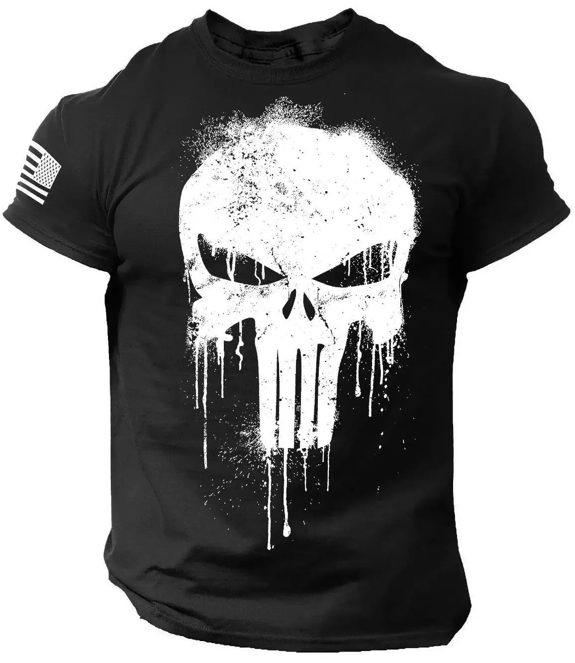 LOR MALE Men's T shirt for men 3D Print Military Patriotic Skull Dropped T Shirt Oversized Short-Sleeved Sportswear Men Clothing Top Tees