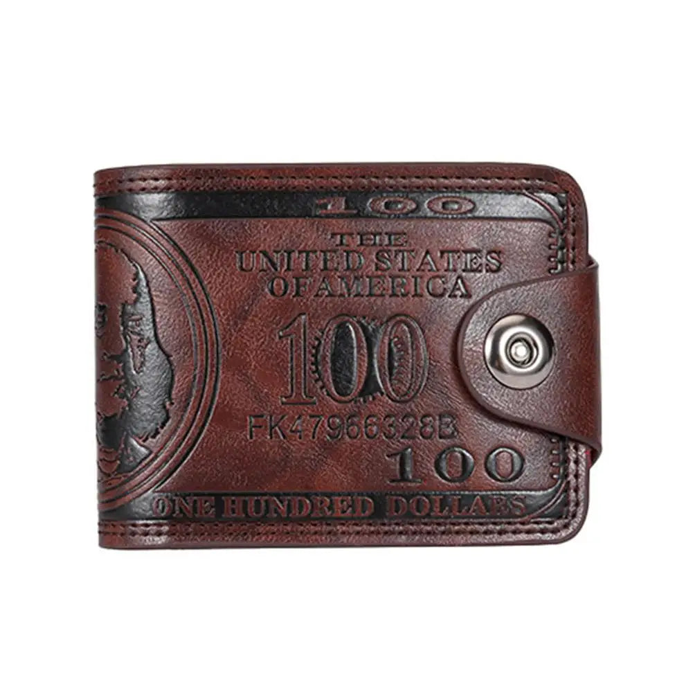 LOR MALE Wallets with 100 US Dollar Pattern Hasp Male Leather Wallet with 2