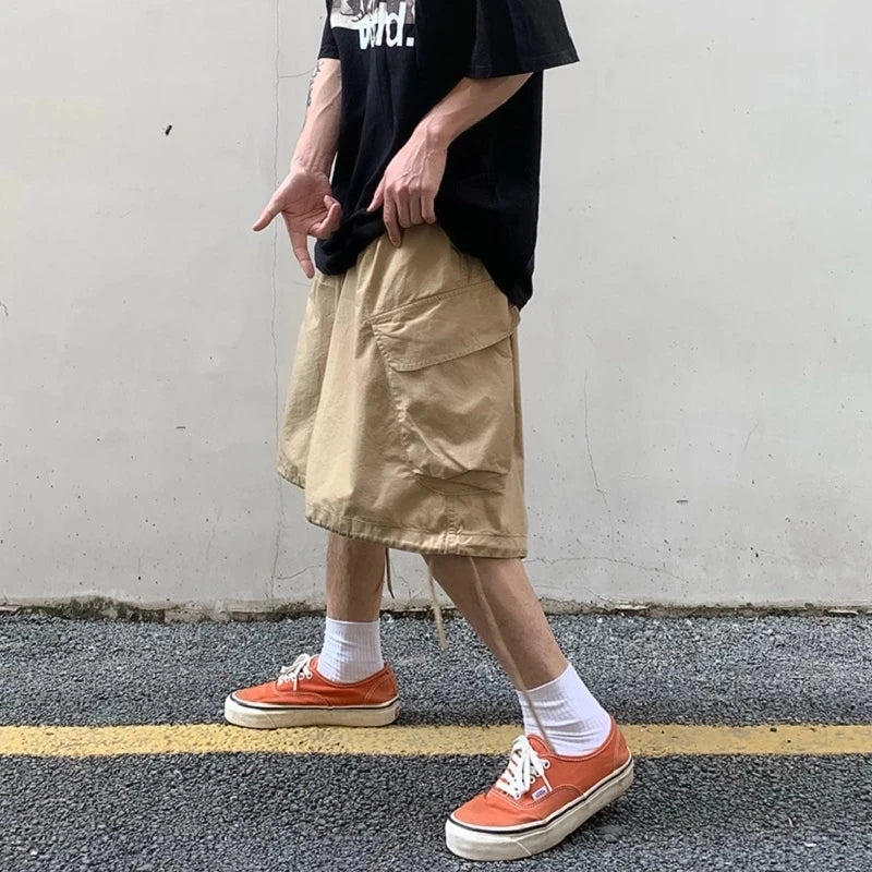 LOR MALE Wide Leg Shorts Men Short Oversize Vintage Men's Shorts for Summer Clothing Mens Sports Bermuda Running Workout Cargo Pants